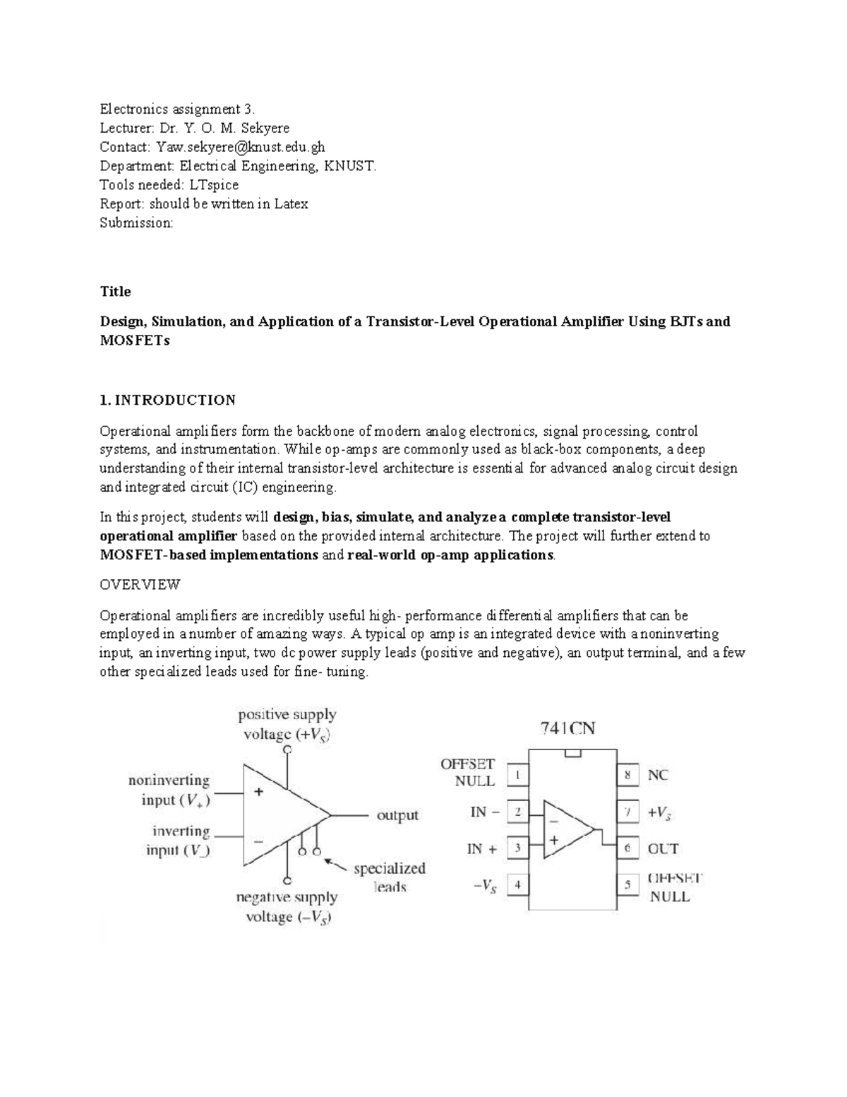 Electronics Assignment 3: Op-Amp Design & Simulation Using LTspice ...