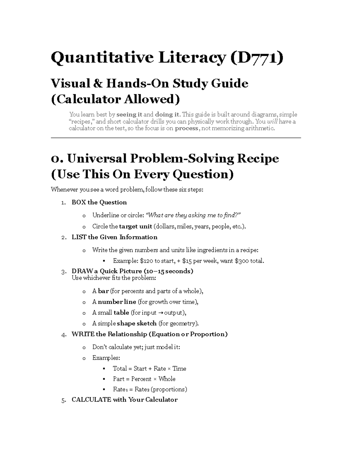 Quantitative Literacy (D771) Visual Study Guide for Test Prep - Studocu