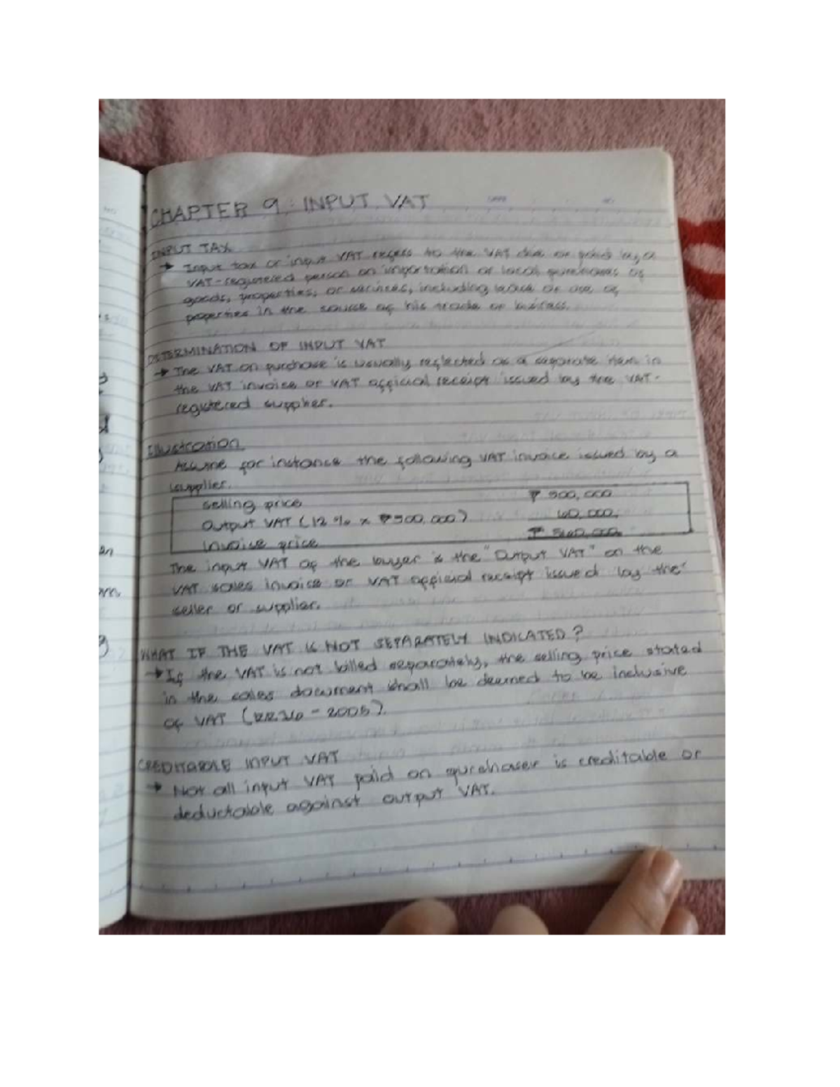 Chapter 9: Input VAT - Key Concepts and Determination Notes - Studocu