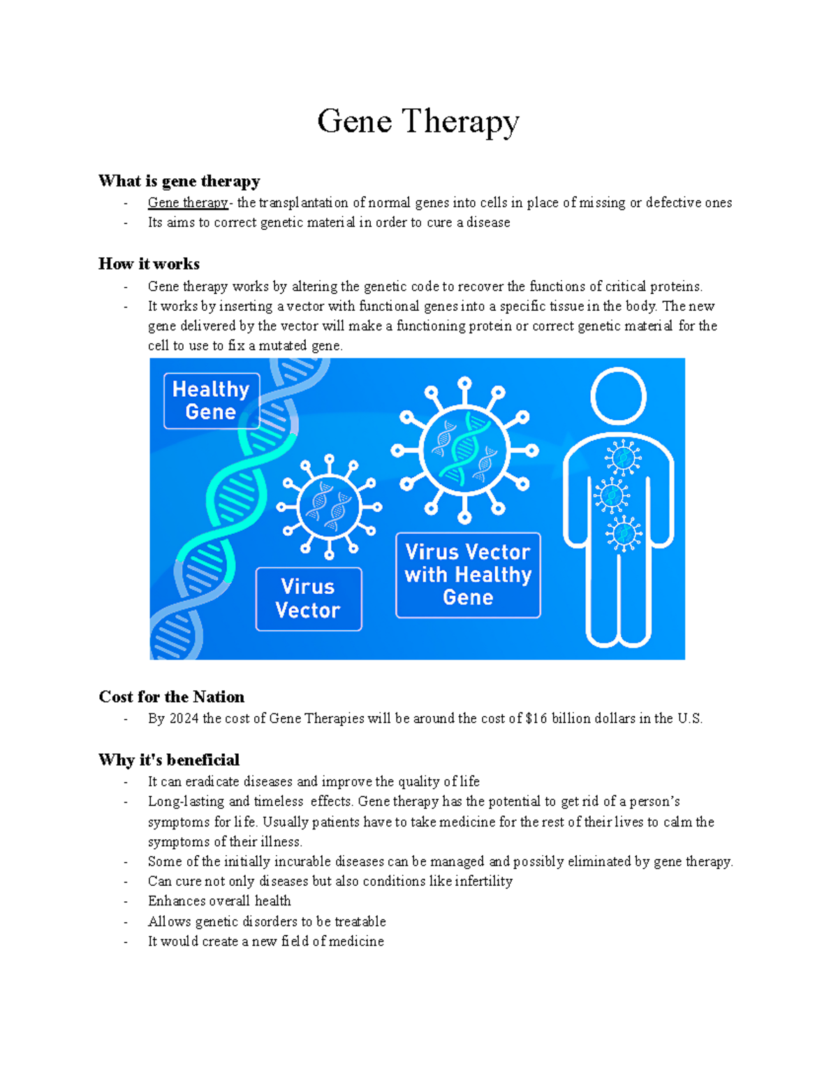 DNA Technology: Gene Therapy Overview and Benefits Assignment - Studocu