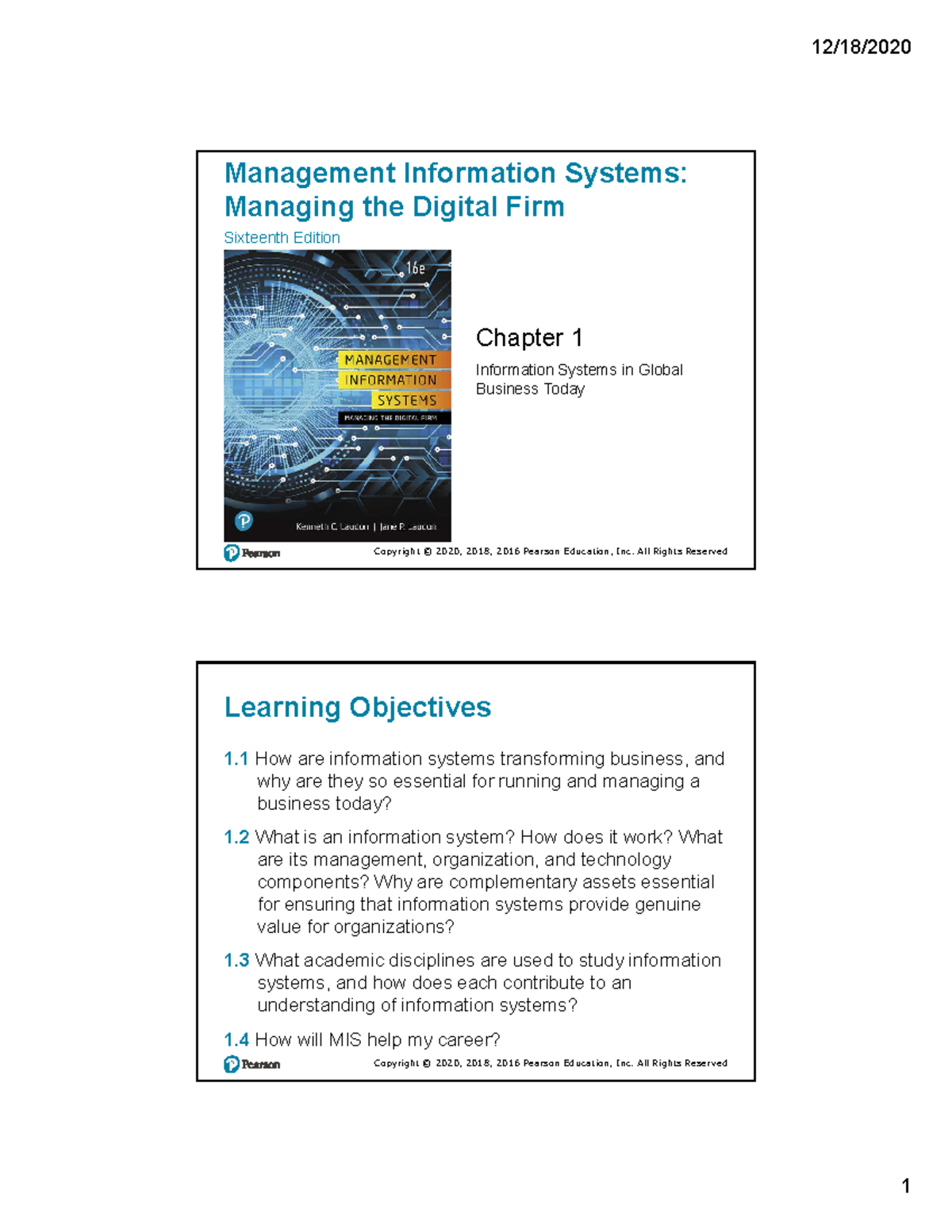 MIS 1: Information Systems in Global Business Today - Chapter 1 ...