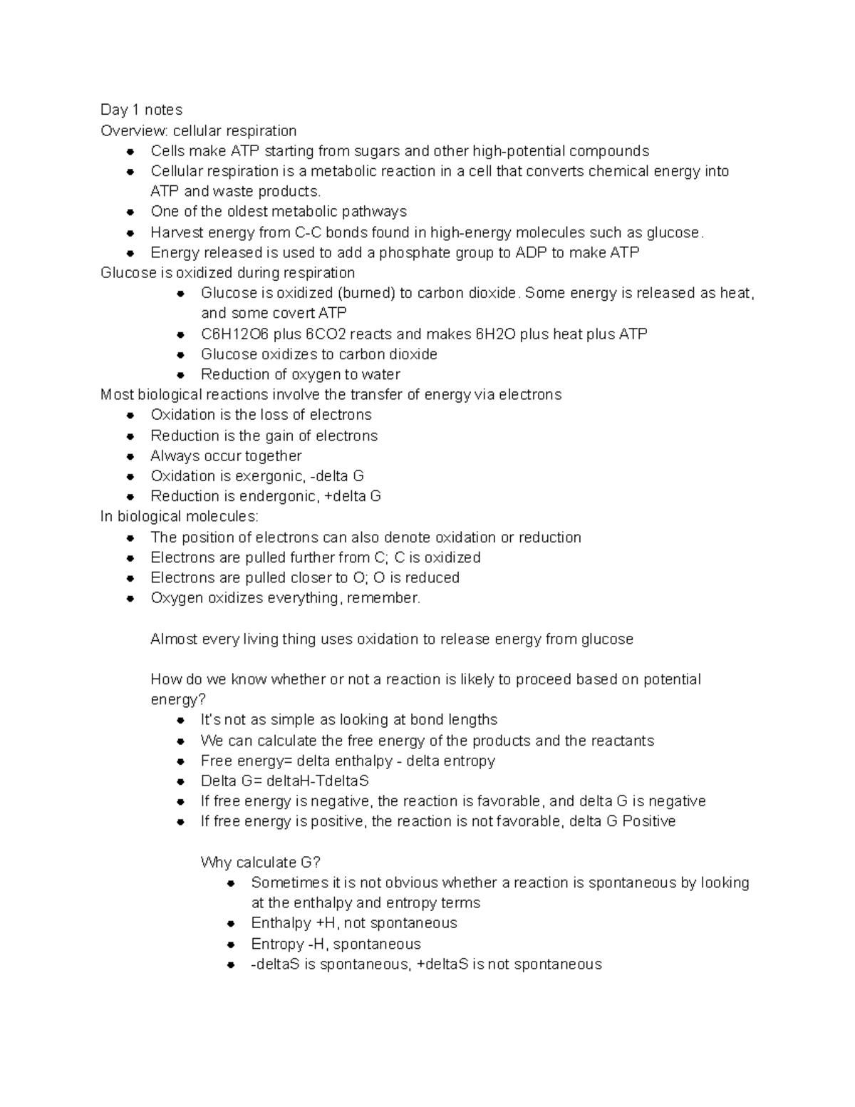 Unit 3 Notes: Cellular Respiration Overview and Glycolysis (Lessons 1-5 ...