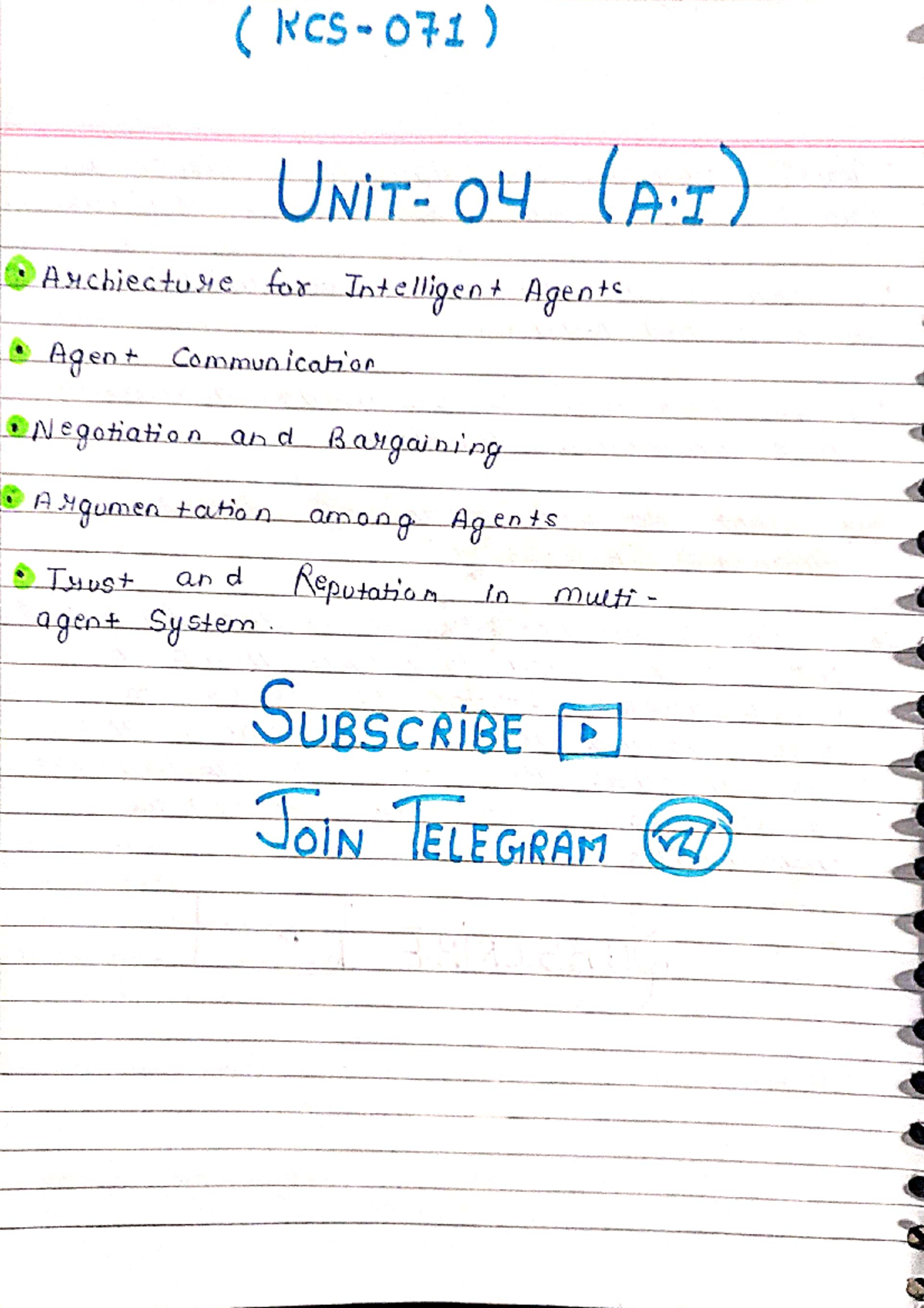 AI KCS 1 071 Unit 4 Notes on Intelligent Agent Architecture - Studocu
