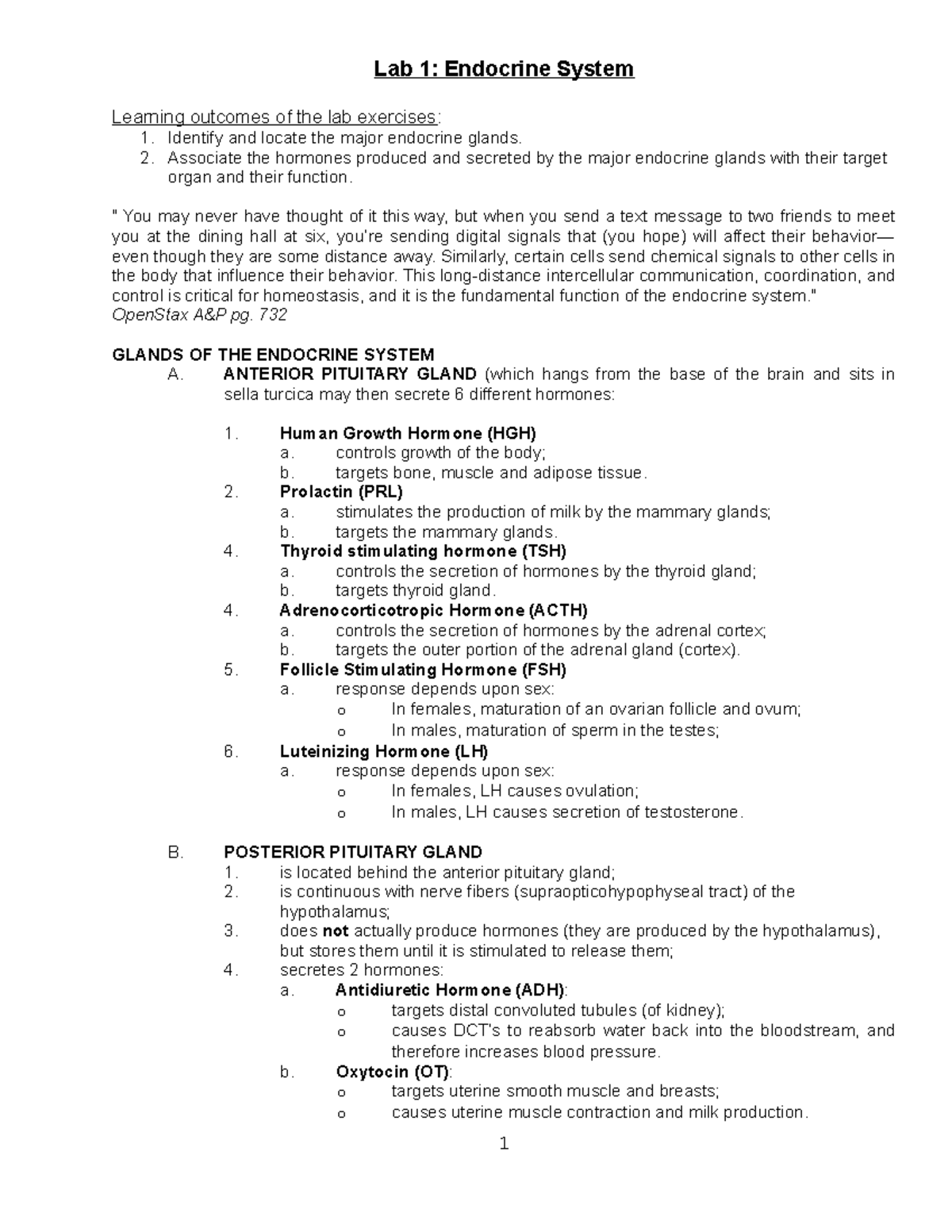 Lab 6 Assignment: Exploring the Endocrine System Functions - Studocu