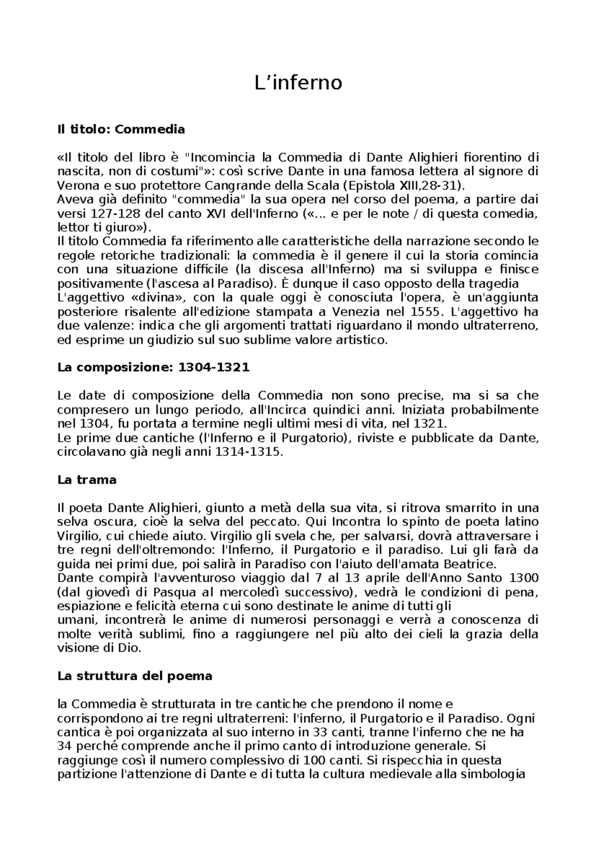 Il titolo: Analisi della Commedia di Dante Alighieri - Inferno (IT-101 ...