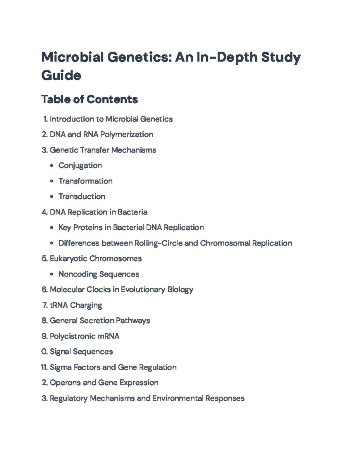 Microbial Genetics Study Guide: DNA Mechanisms & Gene Regulation ...