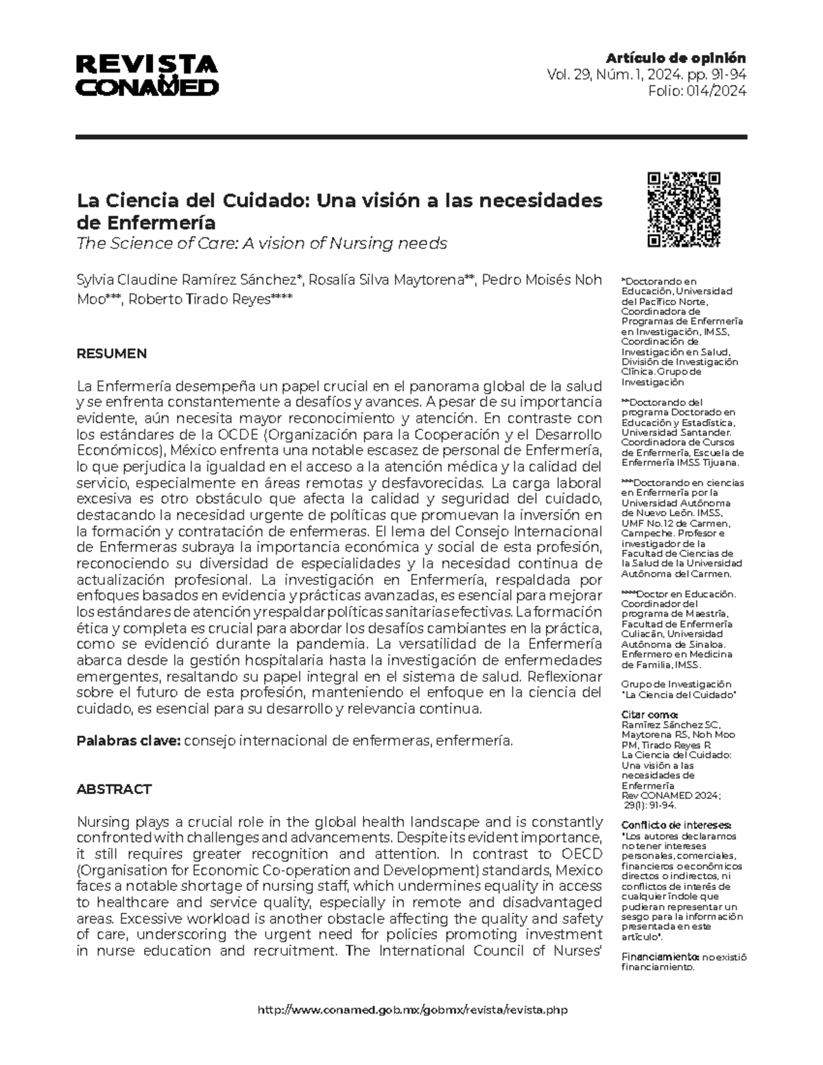 La Ciencia del Cuidado: Necesidades de Enfermería en México (Rev ...