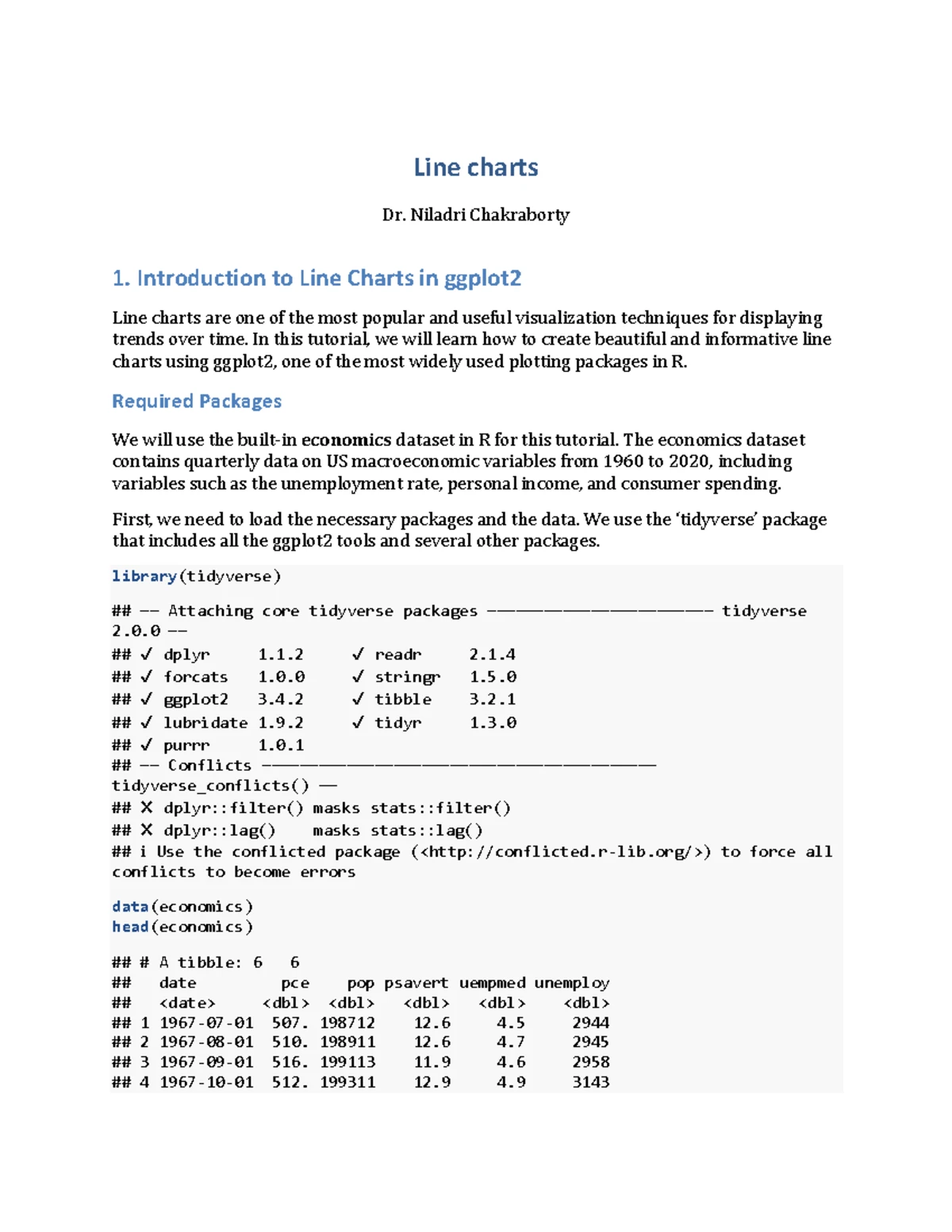 Multiple line plots and histograms in R using ggplot2 - Studocu
