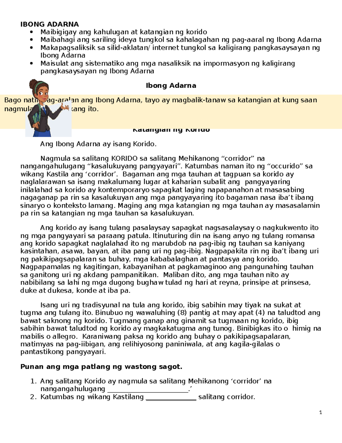 Kaligirang Pangkasaysayan ng Ibong Adarna: Isang Pagsusuri - Studocu