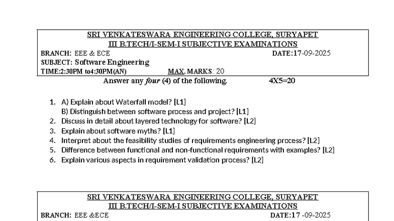 SE ECE Midterm Exam Questions on Software Engineering - Studocu