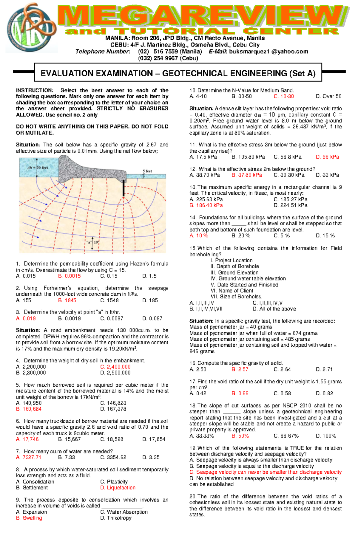Geotechnical Engineering Evaluation Exam - Nov 2018 Set A - Studocu