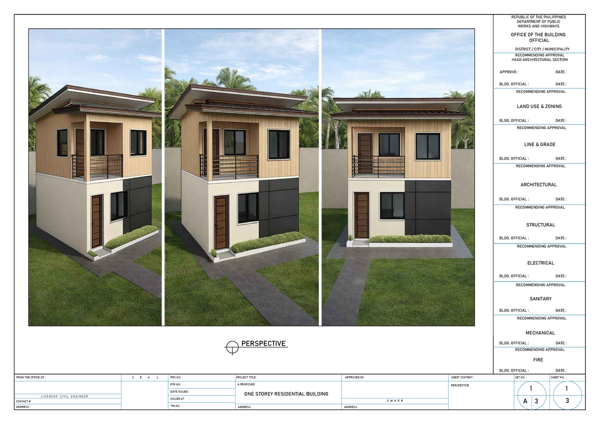 One Storey Residential Building Plan - BLDG 101 - Studocu