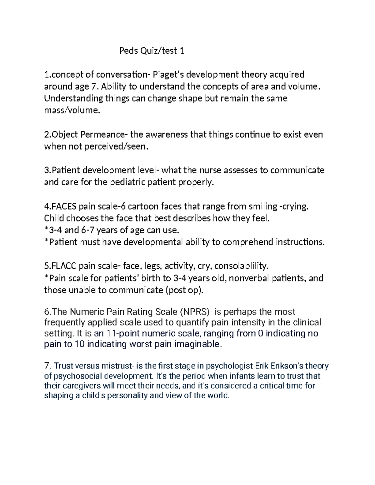Peds Quiz:test 1 updated - Peds Quiz/test 1 1 of conversation- Piaget’s ...