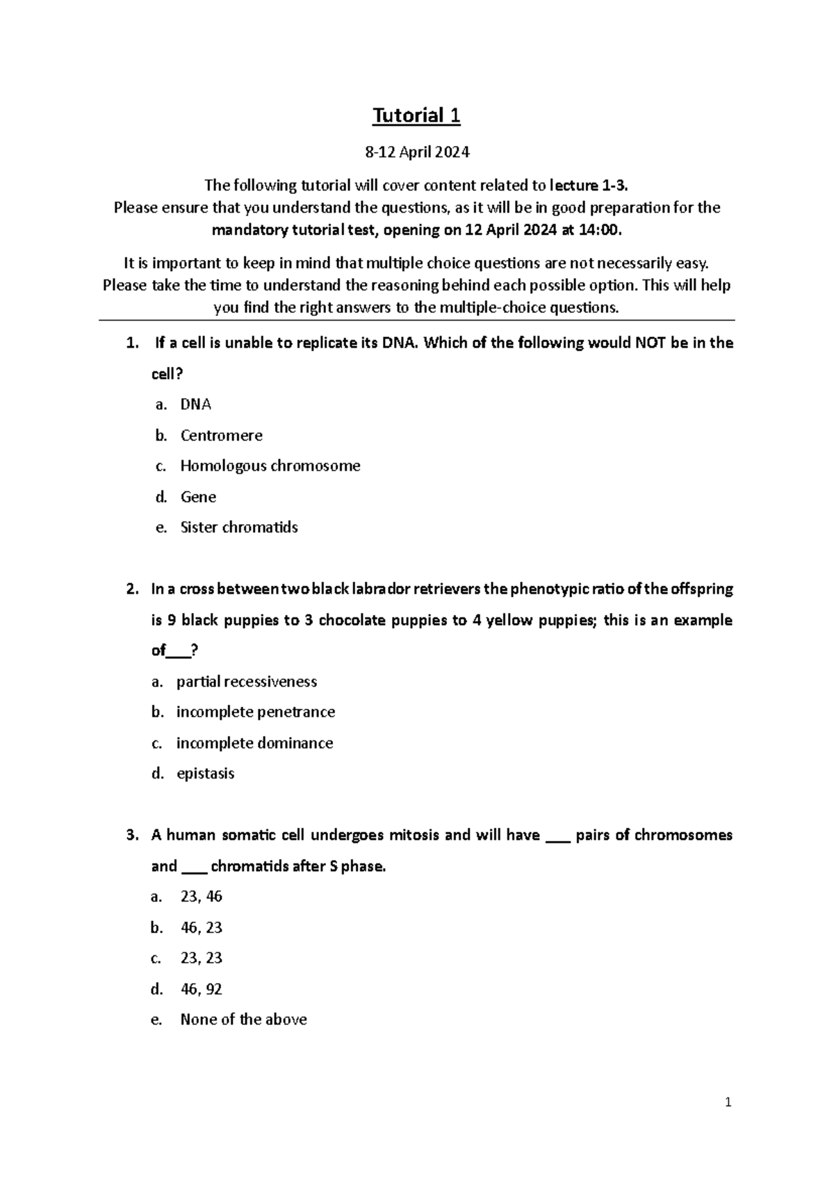 Tutorial 1 2024 - Exam Preparation Questions & Answers - Studocu