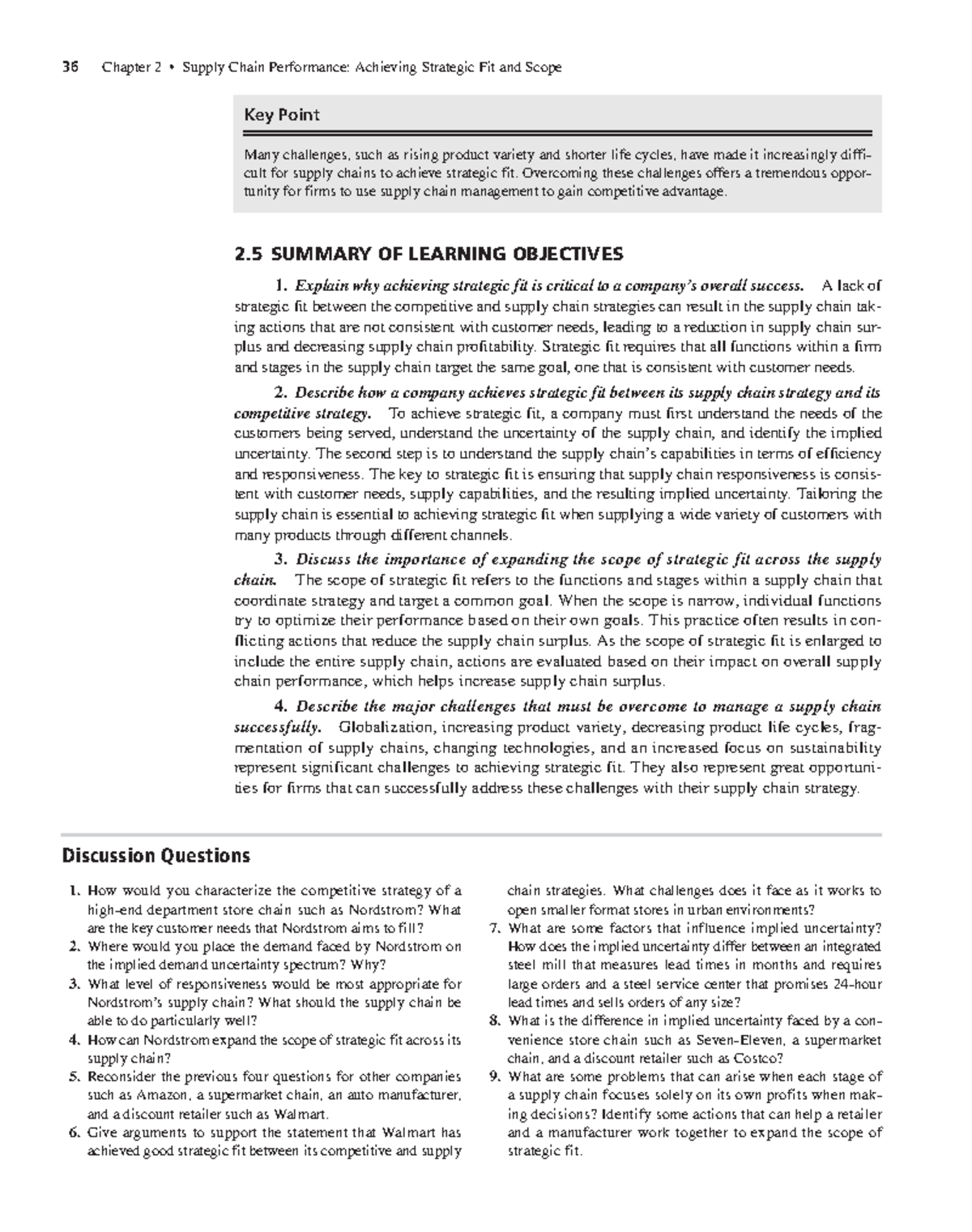 Chapter 2 Discussion Questions: Supply Chain Performance Analysis - Studocu