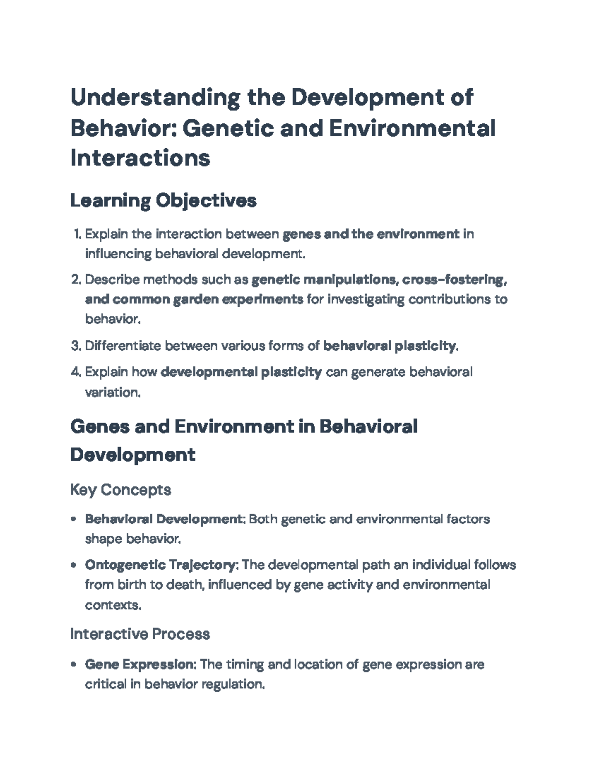 Genetic and Environmental Interactions in Behavioral Development ...