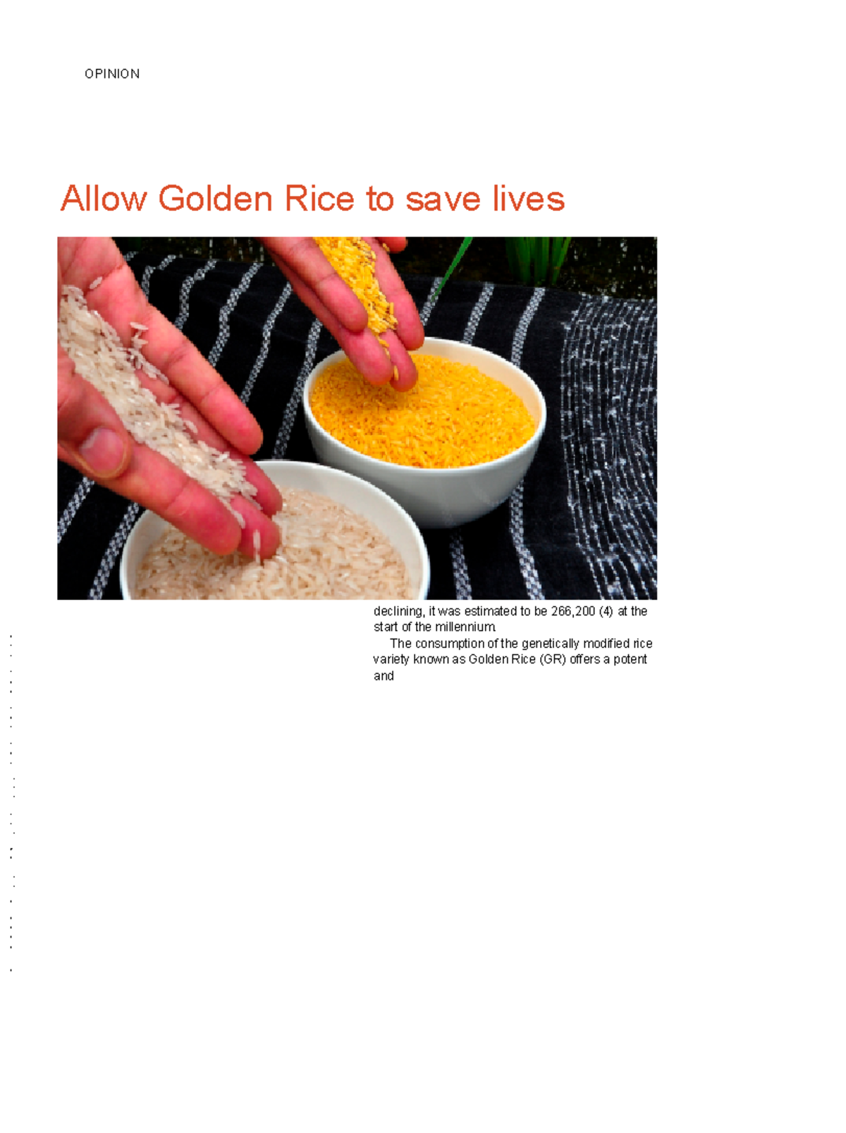 Allow Golden Rice to save lives - OPINION ####### N ####### O ####### I ...