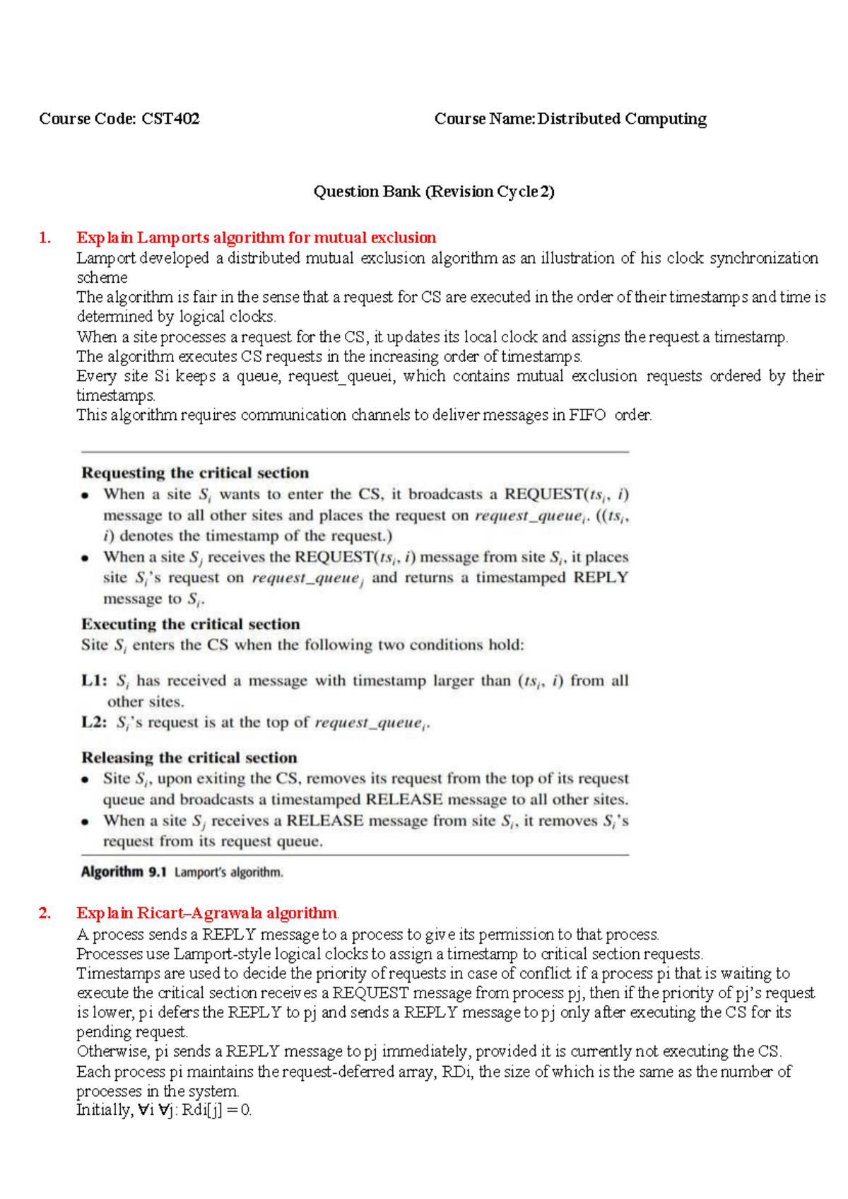 CST402 Distributed Computing Question Bank (Revision Cycle 2) - Studocu