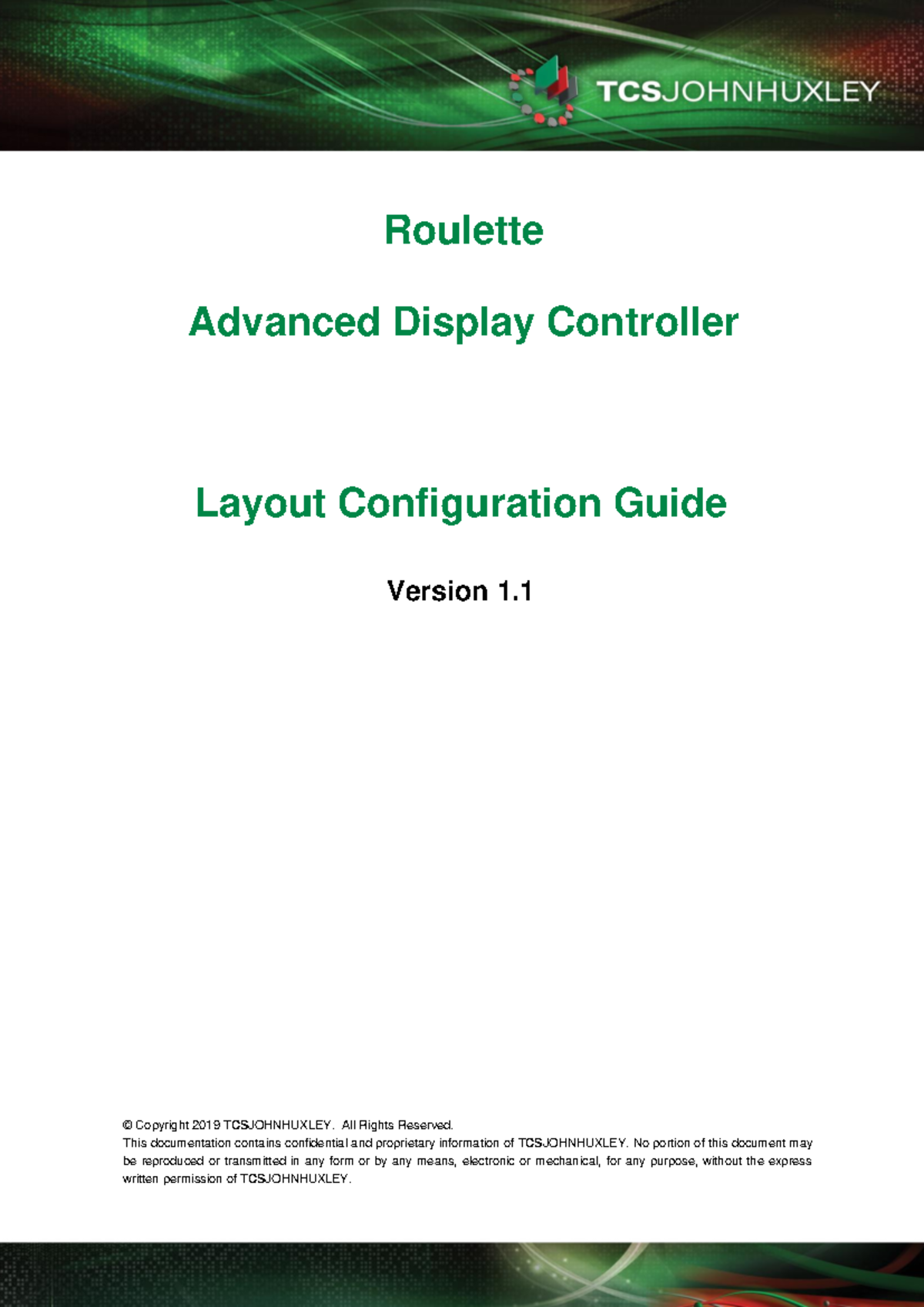 TCS Roulette ADC Layout Config Guide - Version 1 - Studocu