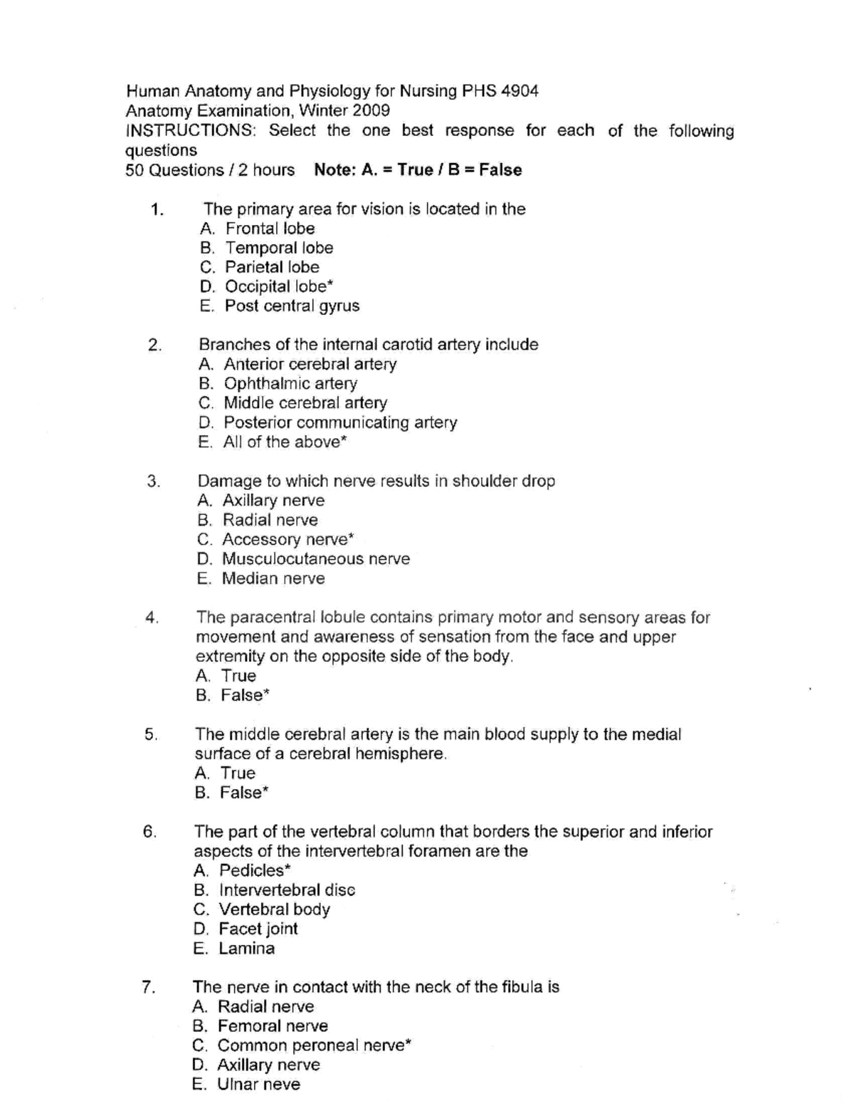 Anatomy exam 1 sample questions - Human Anatomy and Physiology for ...