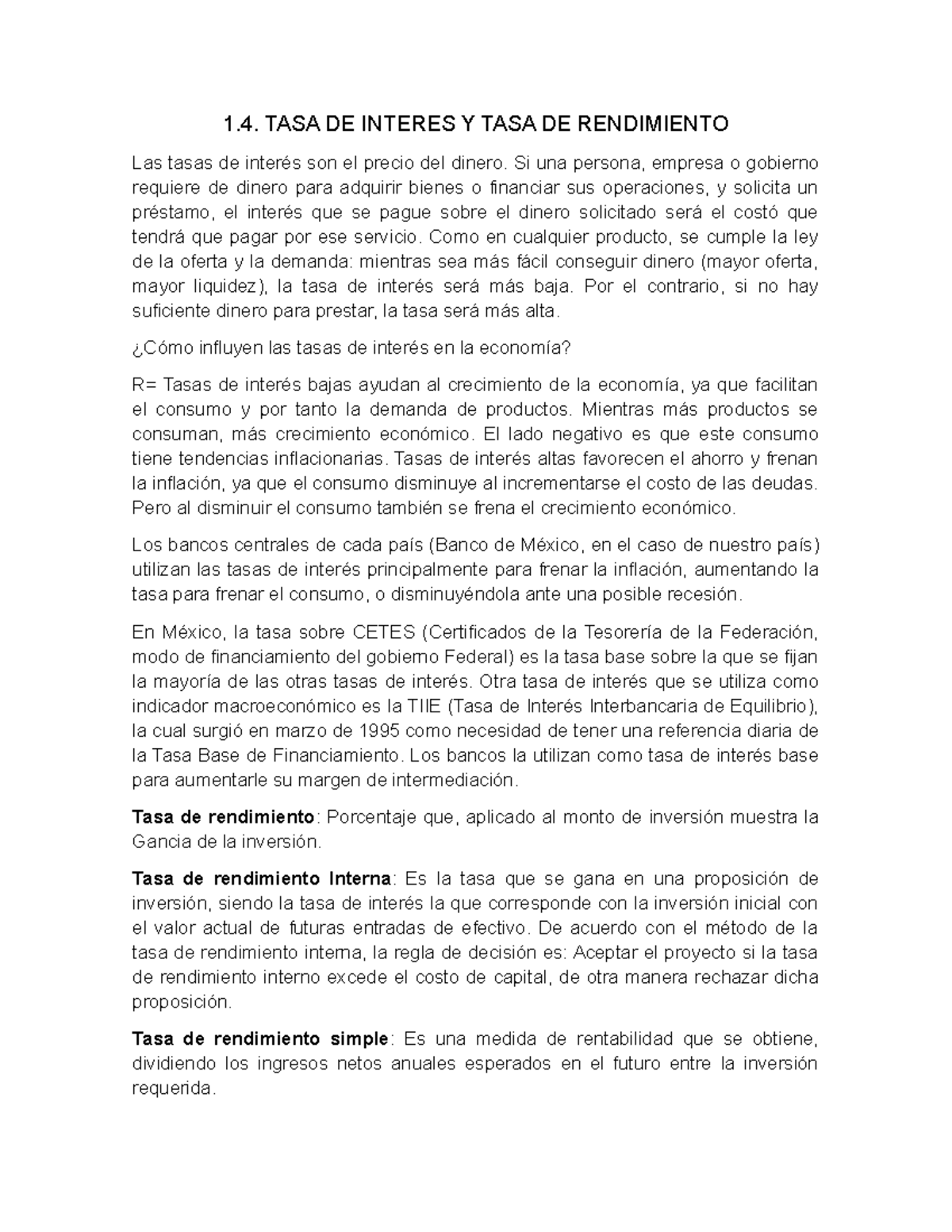 1.4. Tasa de Interés y Tasa de Rendimiento en Ingeniería Económica ...