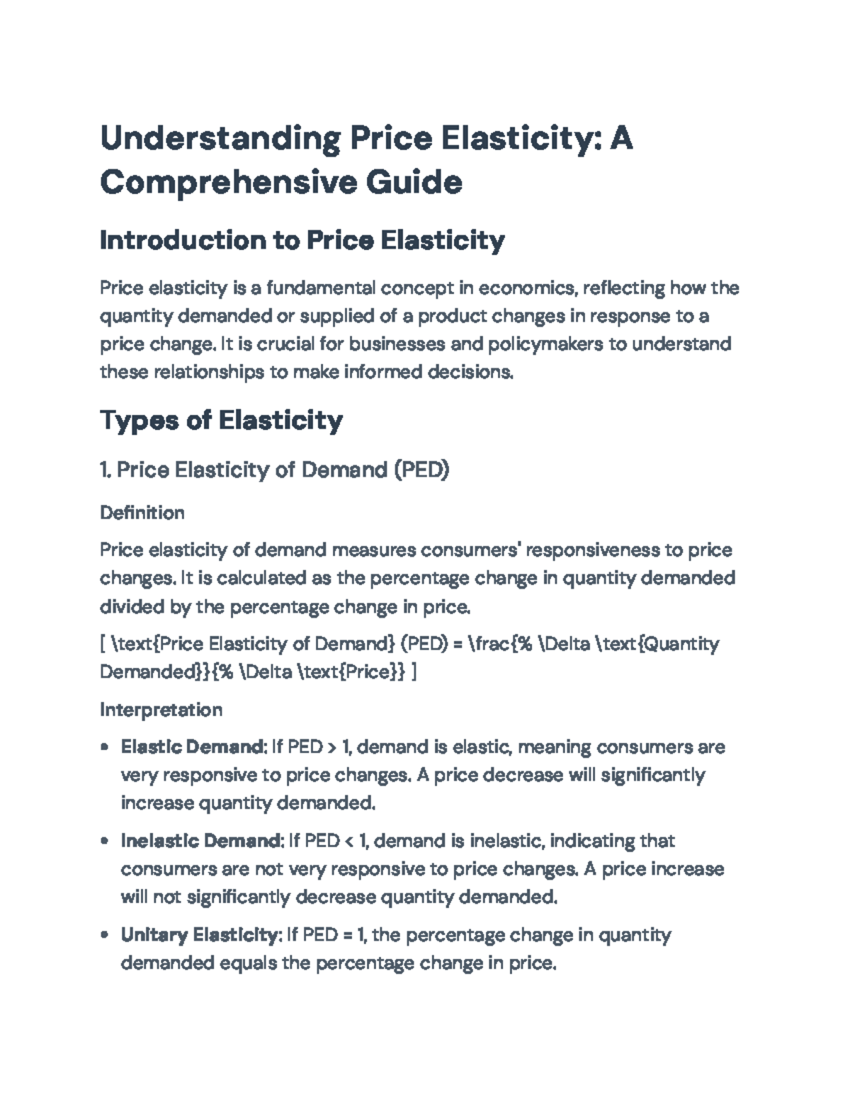 Comprehensive Guide To Price Elasticity Eco 101 Concepts