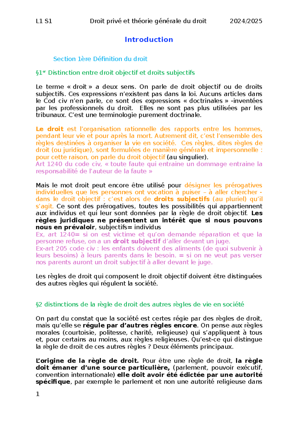Introduction - Introduction Section 1ère Définition du droit §1er ...