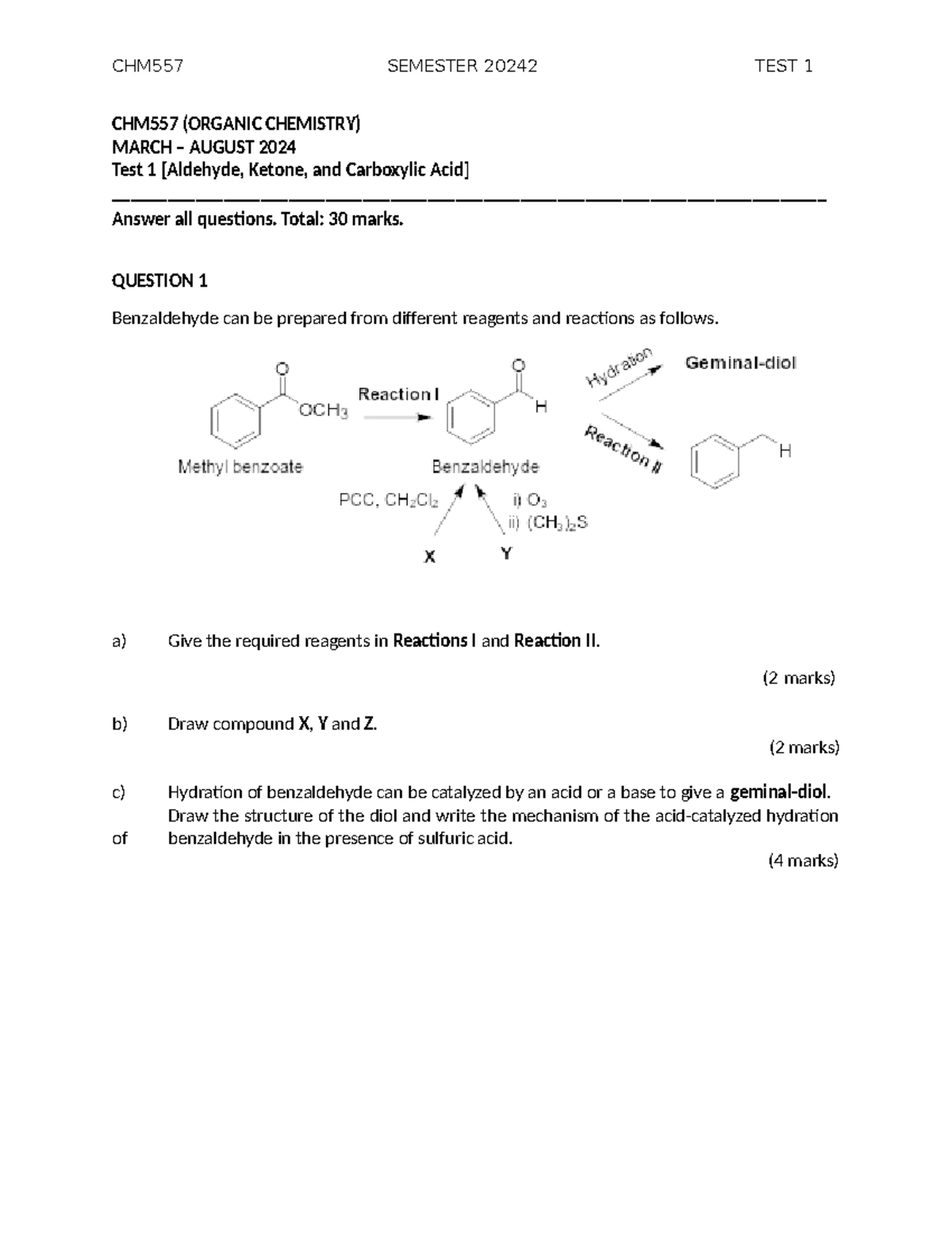 20242 Test 1 CHM557 MAR - AUG 2024 - CHM557 SEMESTER 20242 TEST 1 ...