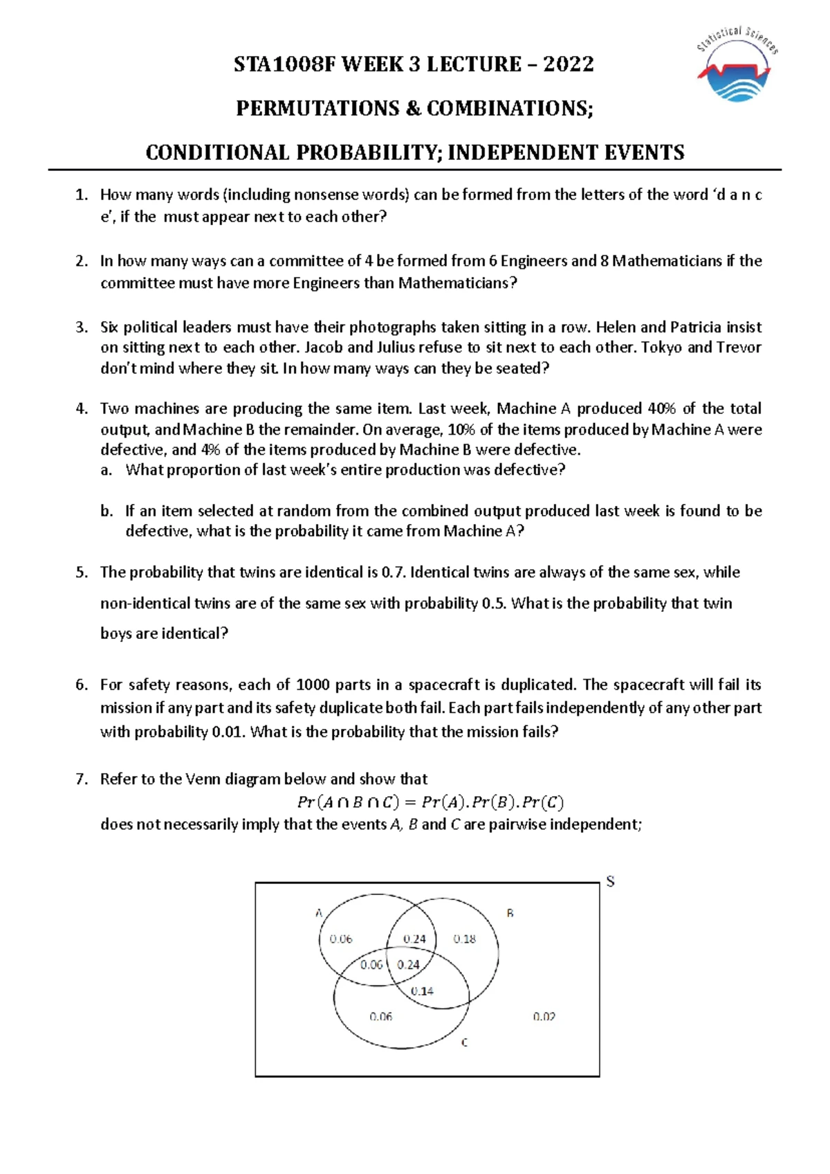STA2004F Tutorial 1 - Random Variables and CDFs Analysis - Studocu