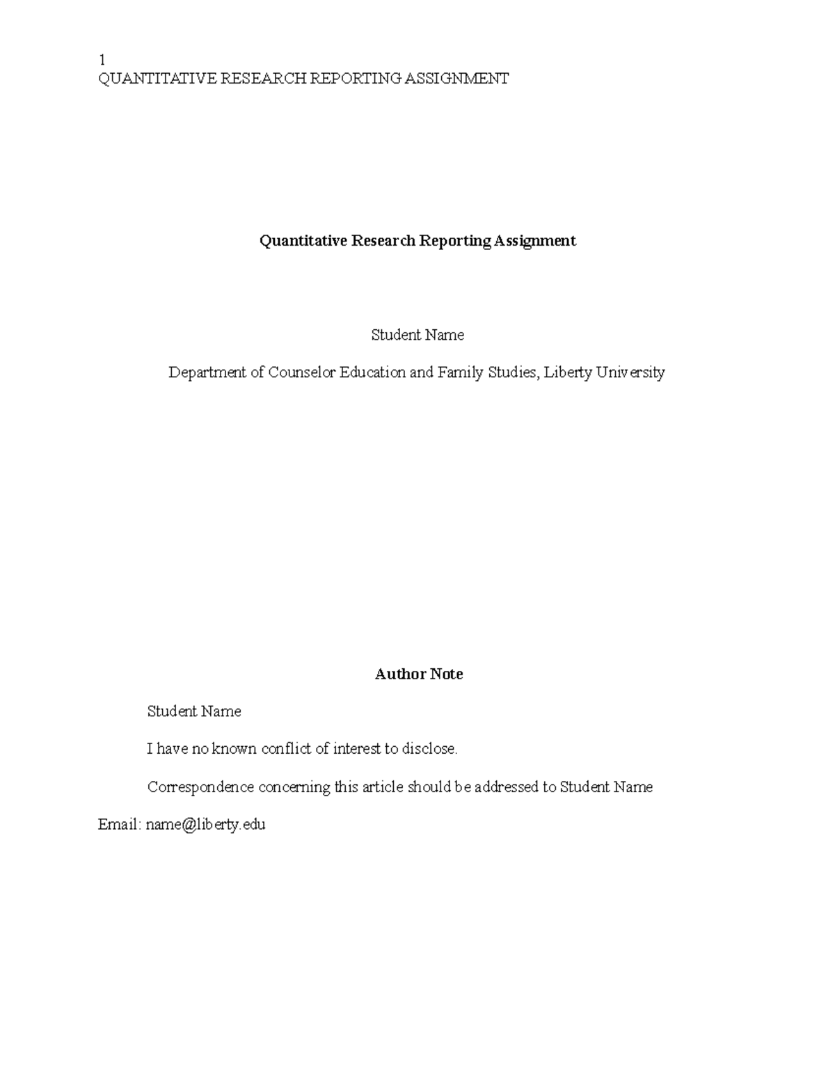 Quantitative Research Reporting Assignment Example - Counselor Ed ...