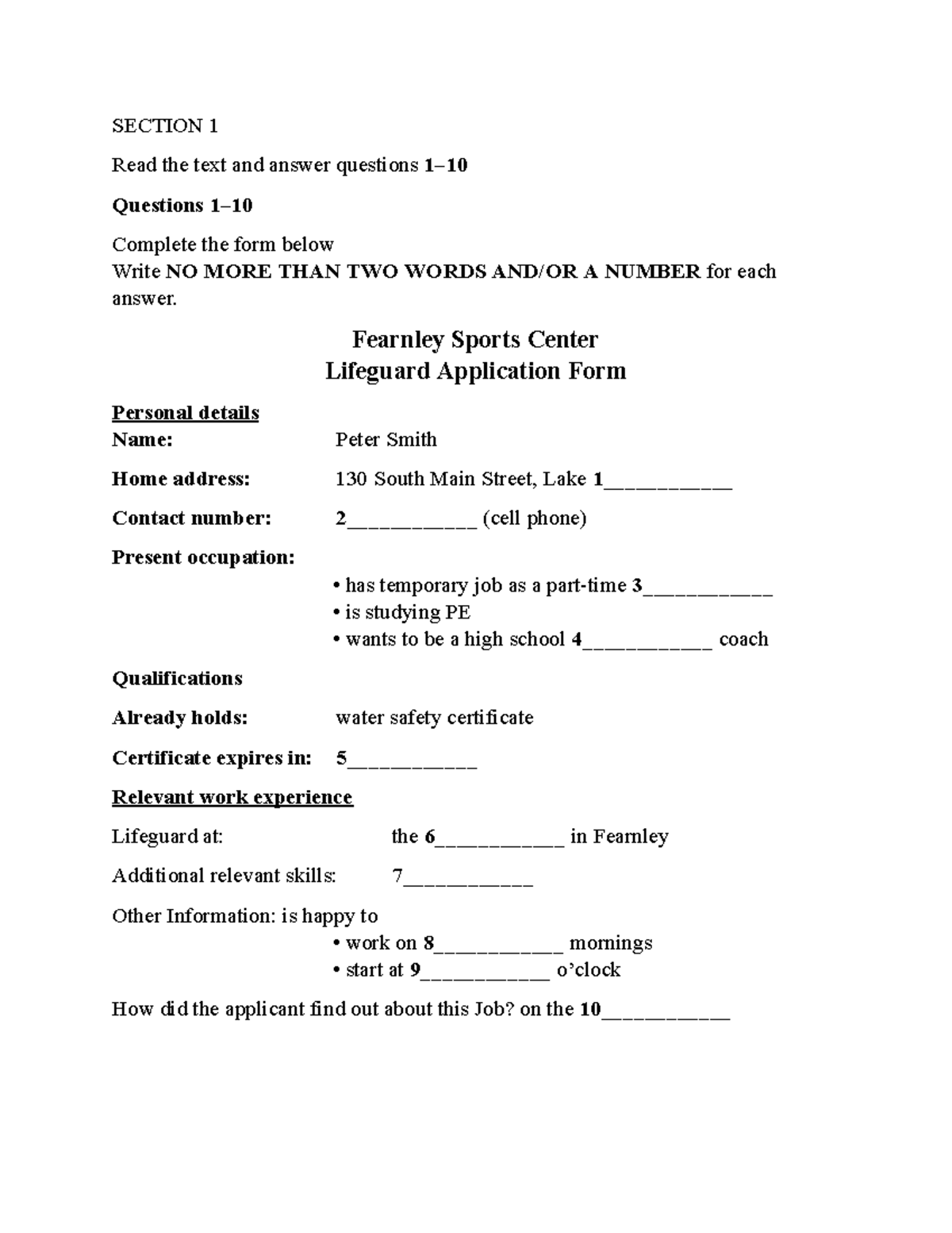 VOL 8 LIS TEST: Lifeguard Application & Performance Arts Feedback - Studocu