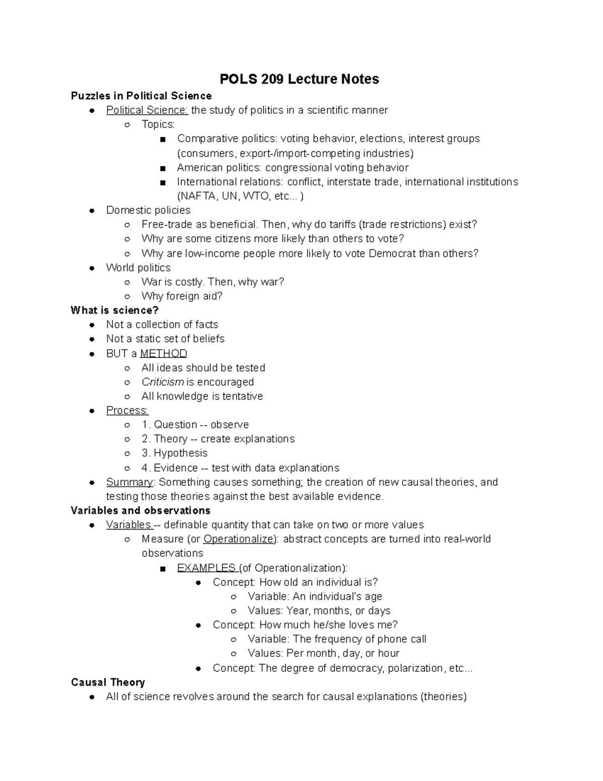 POLS 209 Lecture Notes: Comprehensive Exam 1 Study Guide - Studocu