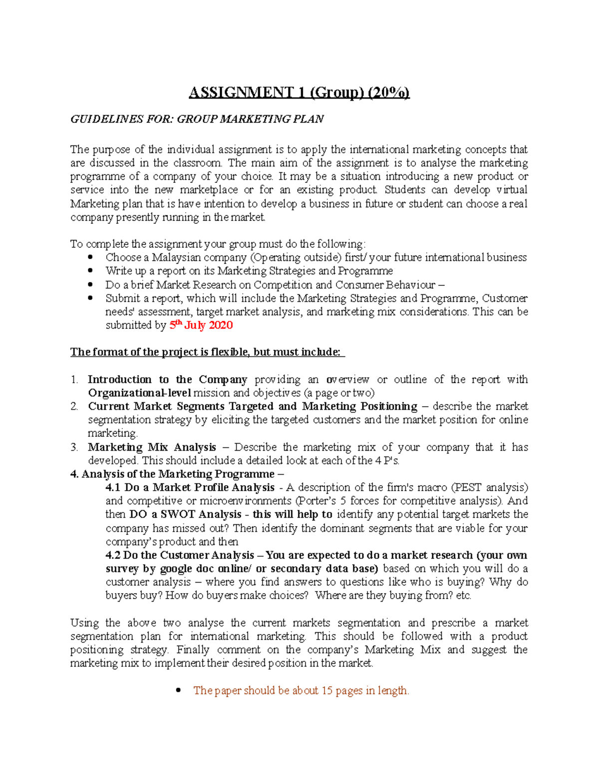 Assignment 1 MKTG PLAN - Group Marketing Strategies Analysis - Studocu