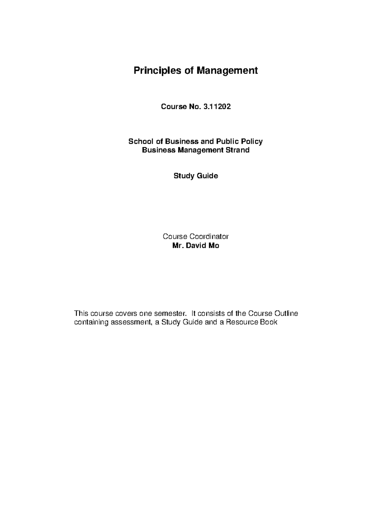 Study Guide: Principles of Management 3.11202 - Comprehensive Overview ...
