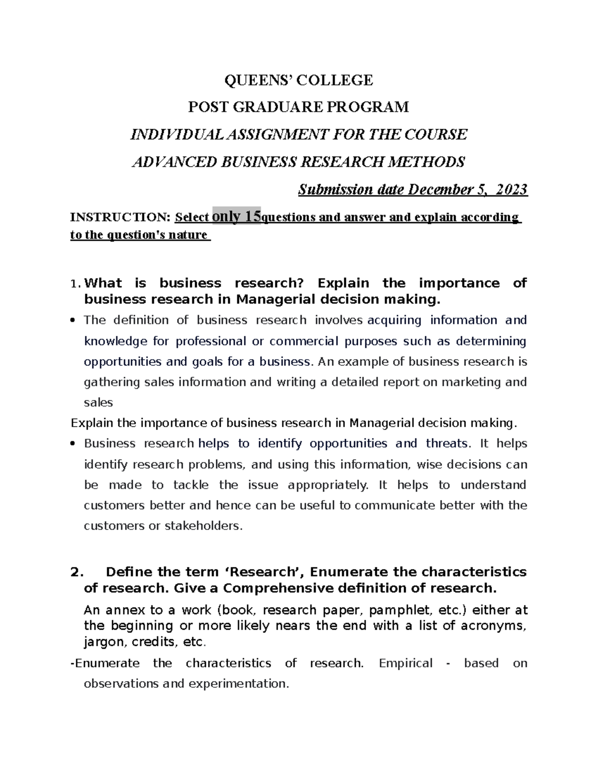 ABR 501 - Advanced Business Research Methods Study Guide for Beginners ...