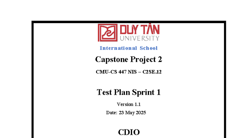 C2SE.12 International School Capstone Project 2 Test Plan Sprint 1 ...