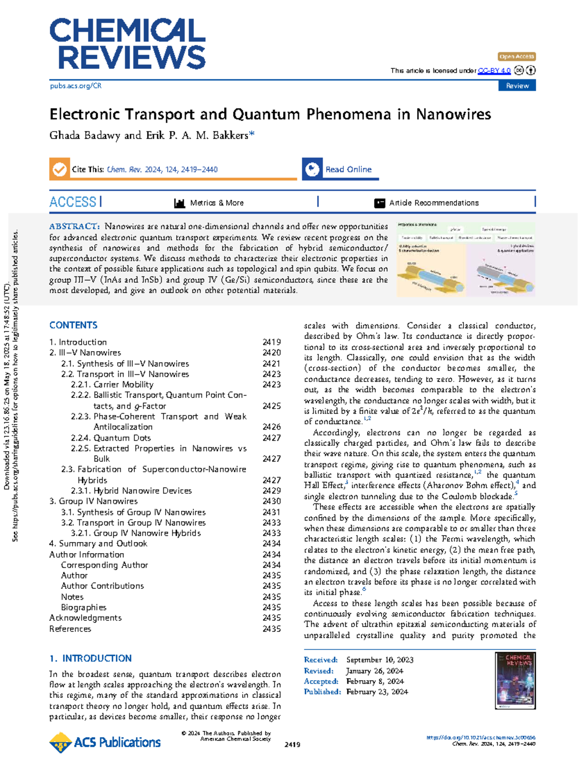 Chem. Rev. 2024, 124: Electronic Transport & Quantum Phenomena in ...