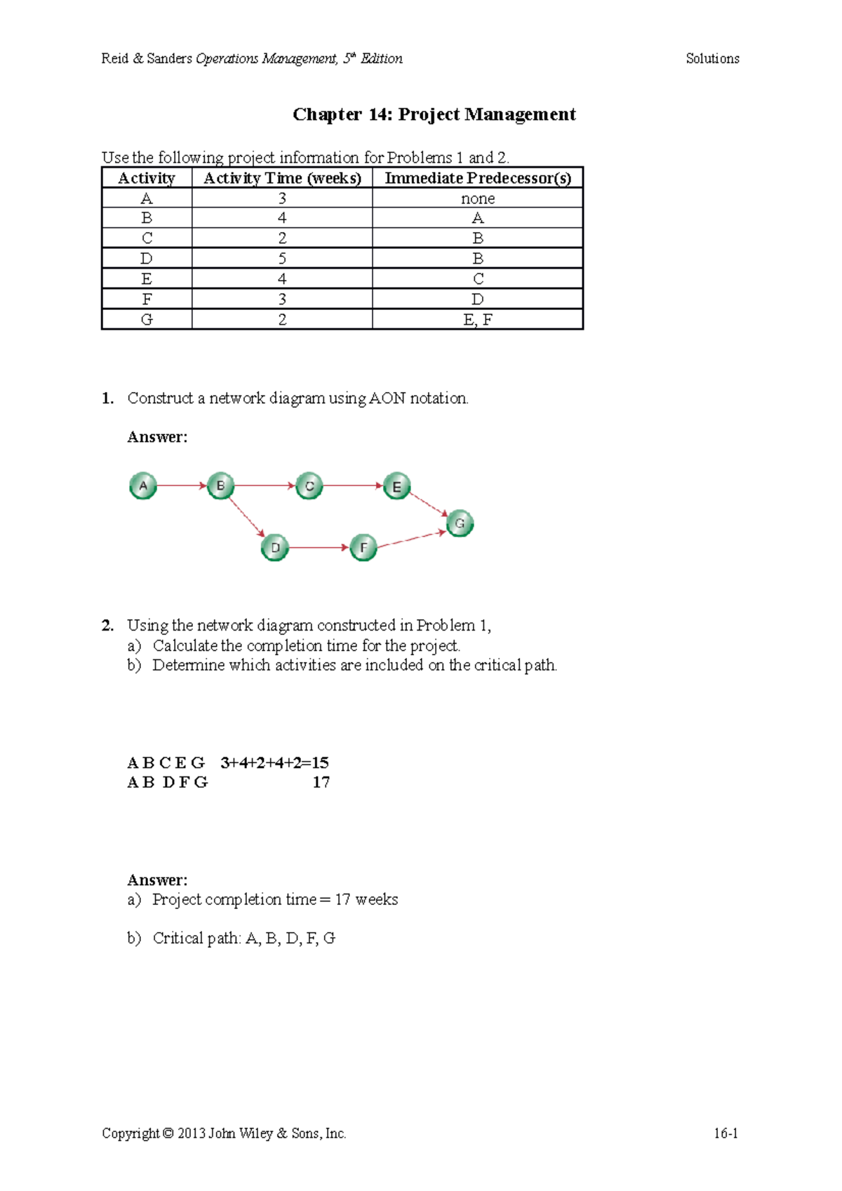 TEST 1 ΑΠΟ ΑΣΚΗΣΗ 1-18 - NEED - Chapter 14: Project Management Use the ...