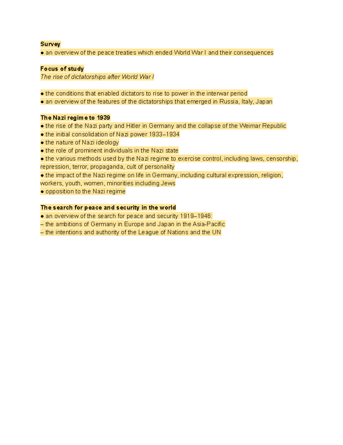 Power and Authority Notes: The Rise of Dictatorships Post WWI (HIST 101 ...