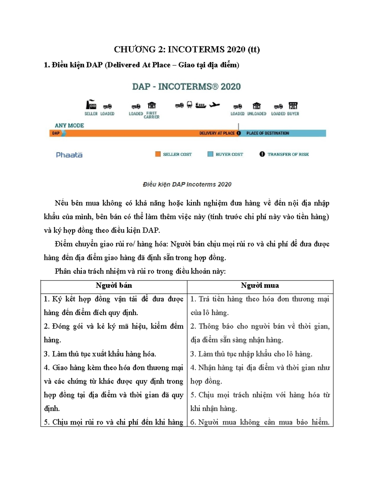 Bài giảng Buổi 7: Điều kiện Incoterms 2020 - DAP và DPU - Studocu