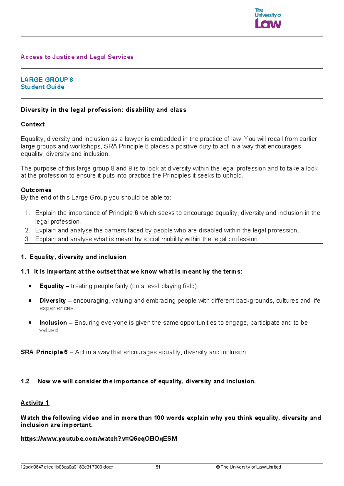Access to Justice and Legal Services: Large Group 8 Guide on Diversity ...