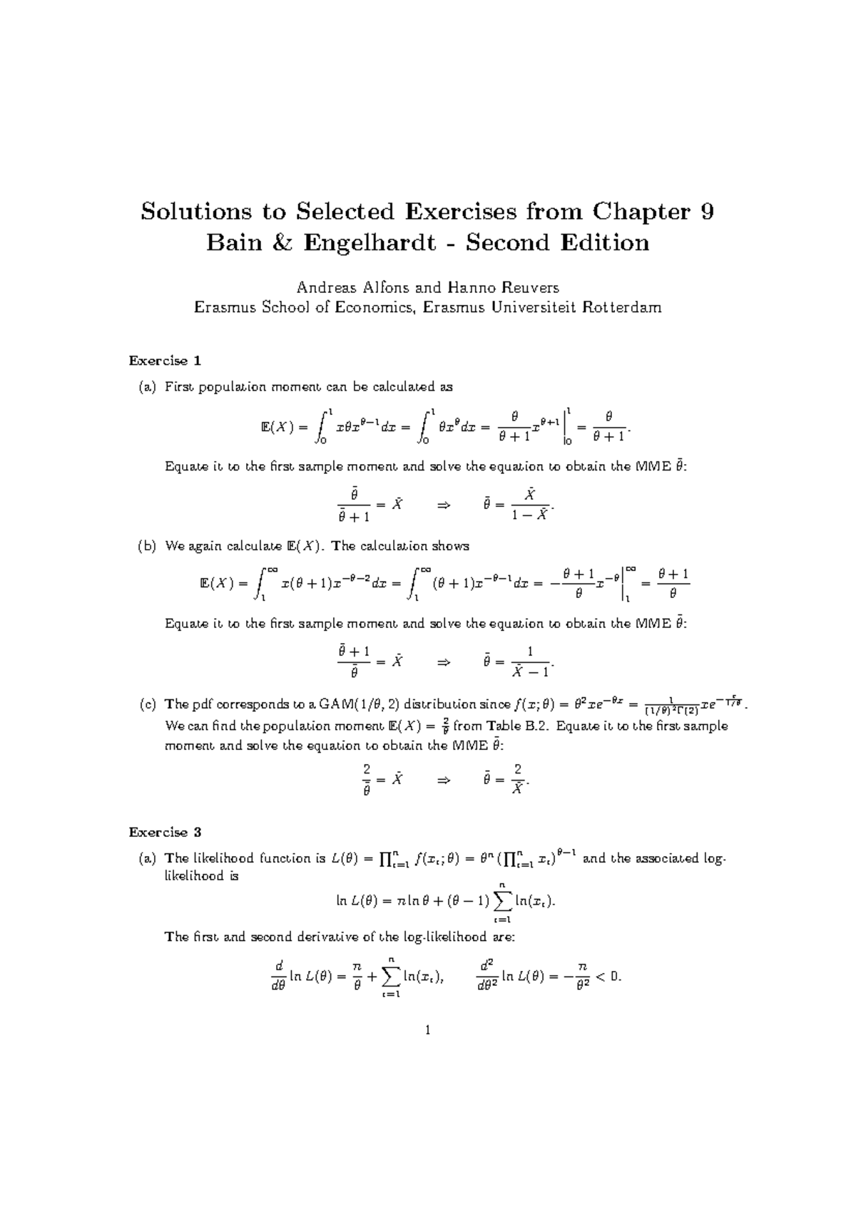 Solutions to Selected Exercises from Chapter 9 - B&E Notes - Studocu