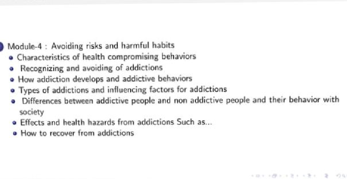 Health compromising behaviors and addiction: recognizing and recovery ...
