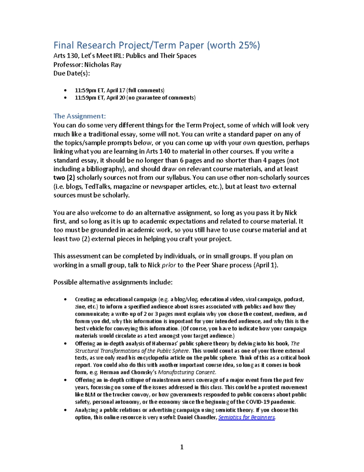 Term Project Proposal for Arts 140: Meet IRL - Guidelines ...
