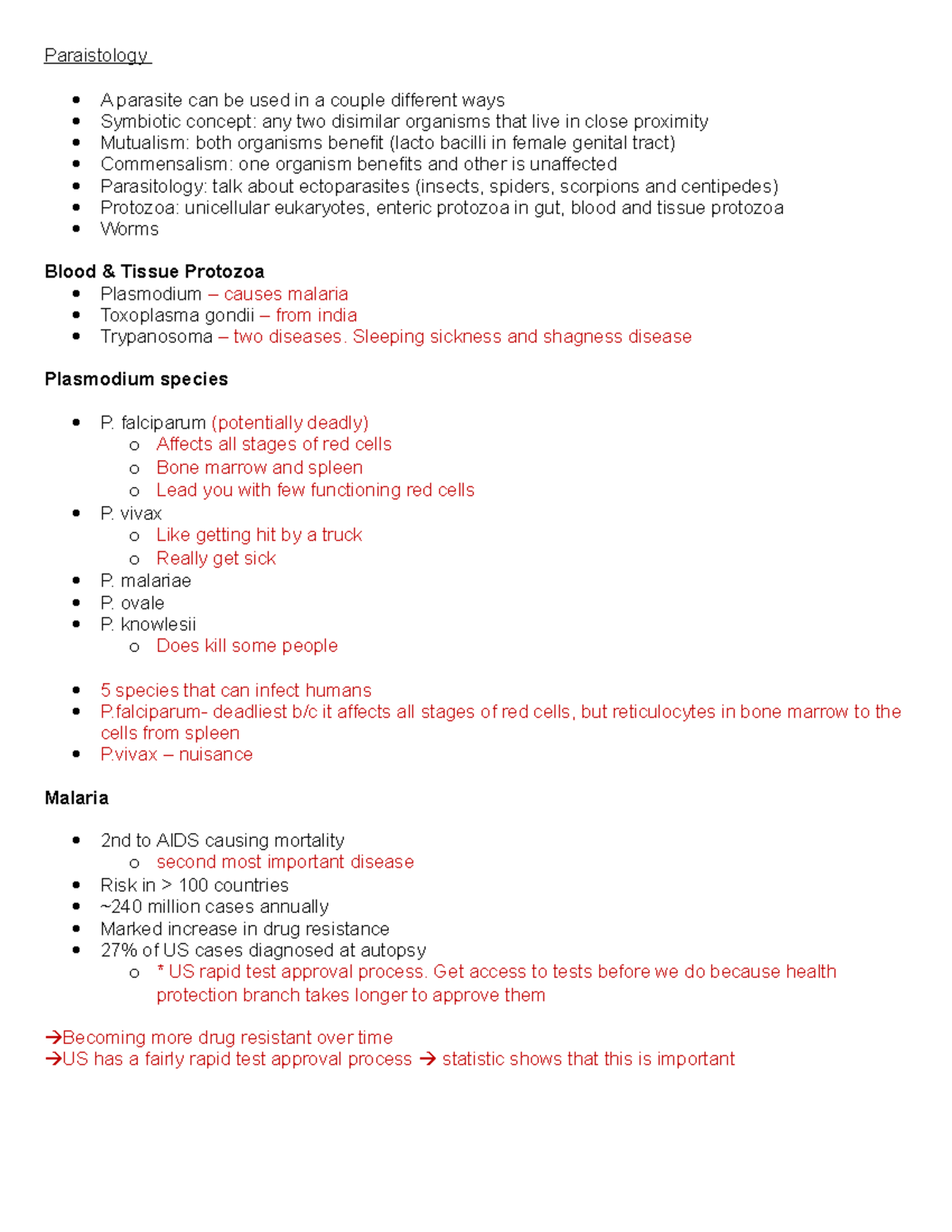 Parasitology Notes - Final Exam Study Guide Analysis - Studocu