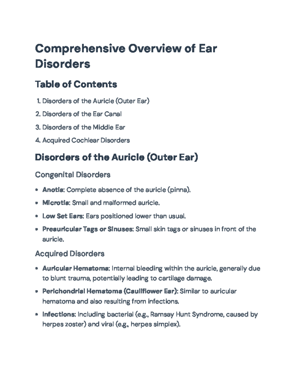 Comprehensive Overview of Ear Disorders - ENT 101 Course Notes - Studocu