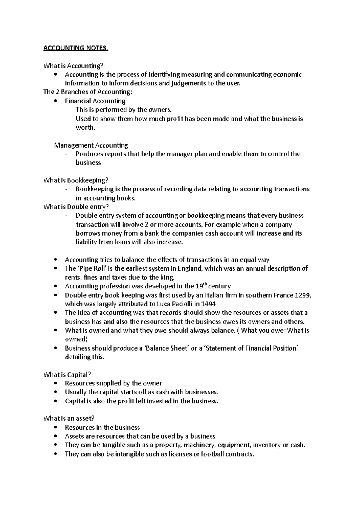 Accounting Notes 2 - ACCOUNTING NOTES. What is Accounting? Accounting ...