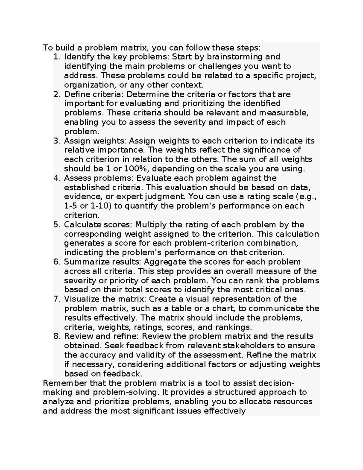 Building a Problem Matrix: A Step-by-Step Guide for Decision-Making ...