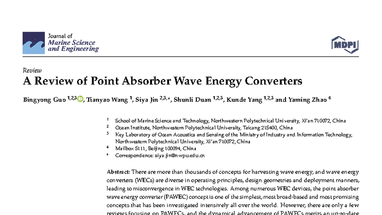 A Comprehensive Review of Point Absorber Wave Energy Converters (JMSE ...