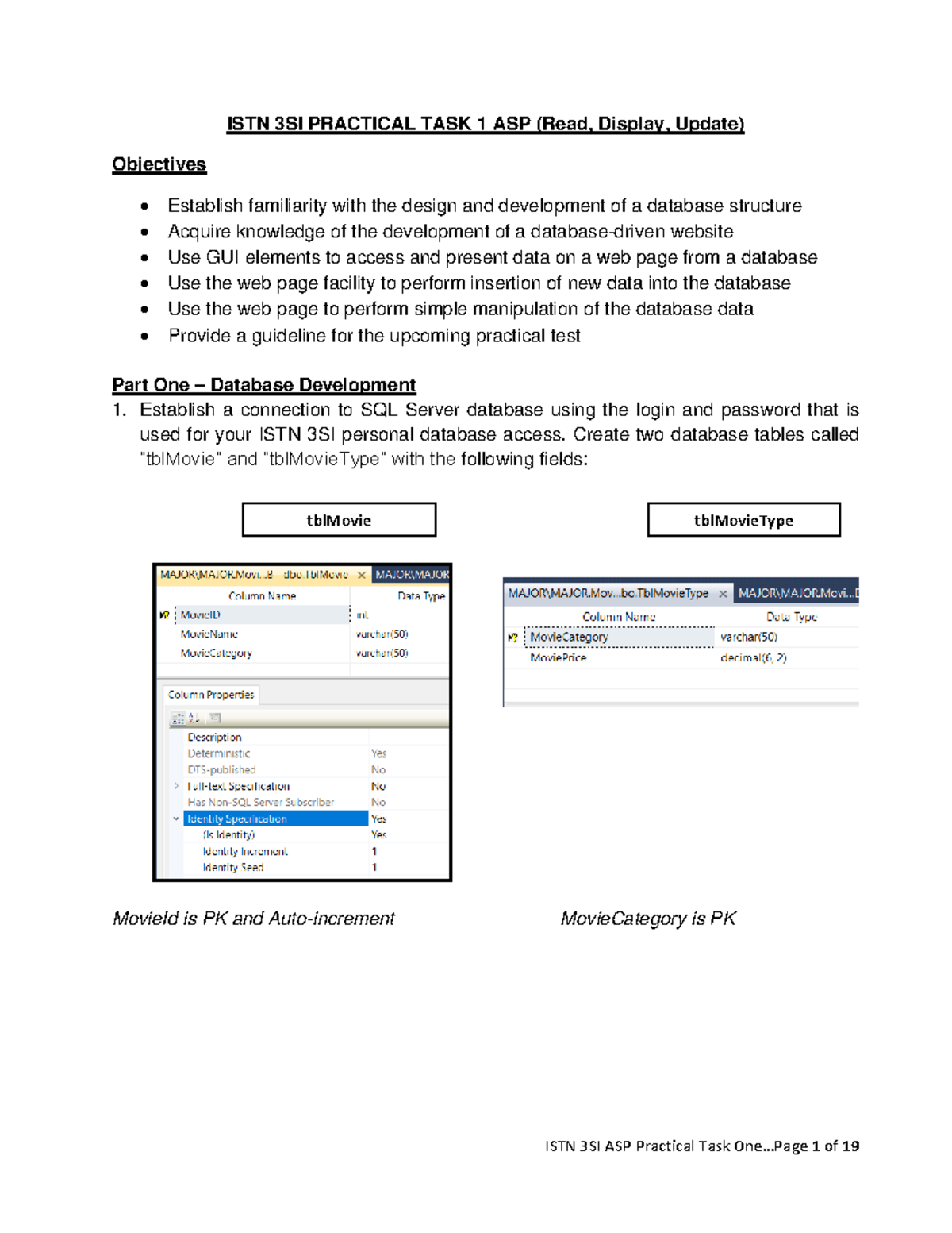 ISTN 3SI ASP Practical Task 1: DB Read, Display, Update Guide 2023 ...
